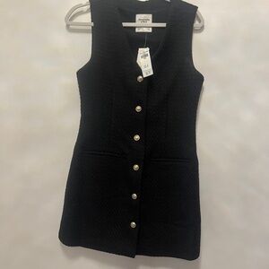 Abercrombie & Fitch Navy Tweed Button-Front Mini Dress